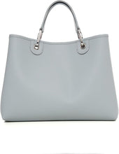 Cargue la imagen en el visor de la Galería,Bolso Shoper Grande Piel Azul Claro Emporio Armani