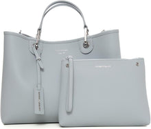 Cargue la imagen en el visor de la Galería,Bolso Shoper Grande Piel Azul Claro Emporio Armani