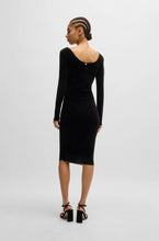 Cargue la imagen en el visor de la Galería,Vestido de Malla Aterciopelada BOSS