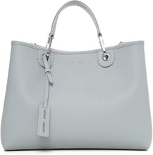 Cargue la imagen en el visor de la Galería,Bolso Shoper Grande Piel Azul Claro Emporio Armani