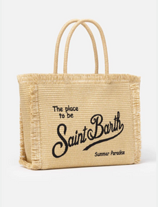 Bolso de mano Saint Barth beige Vanity Straw