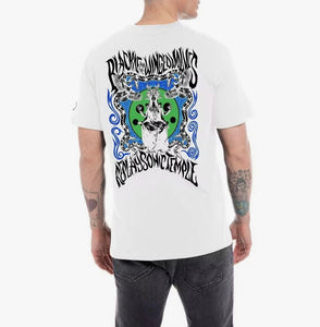 Camiseta Replay blanca con logo y dibujo